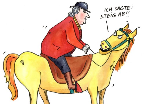 Cartoon: reiten reiter (medium) by sabine voigt tagged reiten,reiter,pferd,turnier,wettkampf,club,jagt