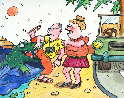 Cartoon: Urlaub (medium) by sabine voigt tagged urlaub,ferien,paar,ehe,abenteuer,fernreise