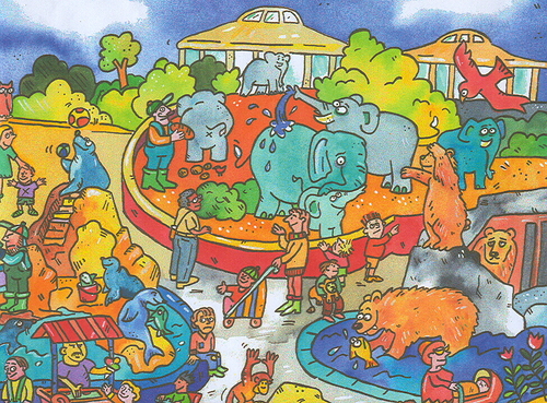Cartoon: zoo Tiere Freizeitpark Kinder (medium) by sabine voigt tagged zoo,tiere,freizeitpark,kinder