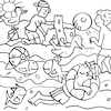 Cartoon: ausmalbild Strand (small) by sabine voigt tagged strand,meer,sommer,sommerferien,sand,sonnenschirm,wasser,schwimmen,sandburg,kinder,tiere,eis