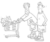 Cartoon: einkaufen shopping (small) by sabine voigt tagged einkaufen,shopping,shop,einkauf,laden,amazon,einkaufswagen,waren,bestellung,geld