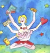Cartoon: frau superfrau (small) by sabine voigt tagged frau,supergrau,erziehung,ehe,genre,gleichberechtigung,shiva,mutter,familie,beruf,stress,belastung