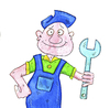 Cartoon: handwerker sanitär (small) by sabine voigt tagged handwerker,sanitär,hausmeister,blattmann,gewerbe,klempner,helfen,autowerkstatt,mechaniker