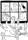 Cartoon: Internet computer (small) by sabine voigt tagged internet,computer,zoom,online,konferenz,multitasking,multimedia,tracking,überwathung,laptop