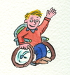 Cartoon: rollstuhl Behinderung (small) by sabine voigt tagged rollstuhl,behinderung,teilhabe,lähmung,mobilität,krankheit,krankenversicherung,versicherung,integration,toleranz