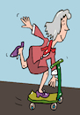 Cartoon: Seniorin auf Scooter (small) by sabine voigt tagged scooter,roller,ebike,escooter,verkehr,strasse,mobilität,motorrad,cartoon,pflege,oma,seniorin,haushaltshilfe,medizin,pflegeheim,überalterung,alter,senioren