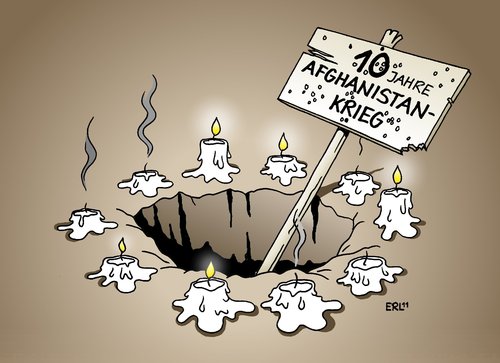 Cartoon: 10 Jahre Afghanistan-Krieg (medium) by Erl tagged afghanistan,krieg,einsatz,usa,nato,taliban,terrorismus