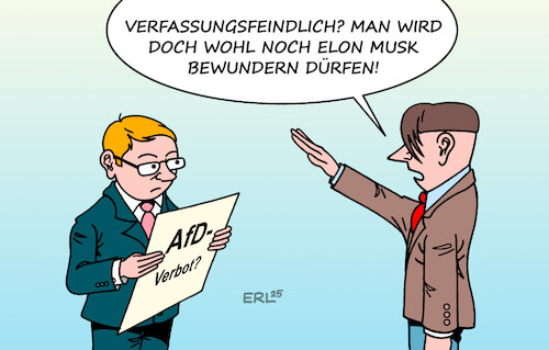 Cartoon: AfD-Verbot (medium) by Erl tagged politik,usa,elon,musk,hitlergruß,ausrede,rechtsextremismus,afd,verbot,antrag,bundestag,karikatur,erl,politik,usa,elon,musk,hitlergruß,ausrede,rechtsextremismus,afd,verbot,antrag,bundestag,karikatur,erl