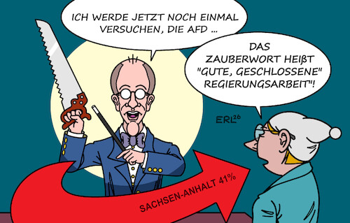 Cartoon: AfD (medium) by Erl tagged politik,rechtspopulismus,rechtsextremismus,afd,sachsen,anhalt,rekord,umfrage,regierung,merz,streit,halbierung,zauberwort,regierungsarbeit,geschlossenheit,karikatur,erl,politik,rechtspopulismus,rechtsextremismus,afd,sachsen,anhalt,rekord,umfrage,regierung,merz,streit,halbierung,zauberwort,regierungsarbeit,geschlossenheit,karikatur,erl