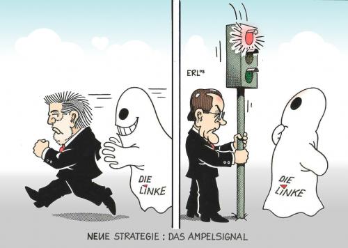 Cartoon: Ampel (medium) by Erl tagged spd,beck,müntefering,strategie,die,linke,ampel,koalition,fdp,grüne,schreckgespenst,signal,ampelsignal,stopp,spd,kurt beck,franz müntefering,strategie,die linke,linkspartei,ampel,koalition,fdp,grüne,schreckgespenst,signal,ampelsignal,stopp,konstellation,sozialdemokraten,bündnis,kurt,beck,franz,müntefering,die,linke,parteien,kursdebatte