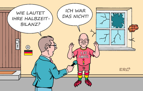 Cartoon: Ampel Halbzeitbilanz (medium) by Erl tagged politik,regierung,bundesregierung,koalition,ampel,spd,grüne,fdp,halbzeit,bilanz,halbzeitbilanz,streit,eindruck,uneinigkeit,unfähigkeit,bundeskanzler,olaf,scholz,still,unbeteiligt,kapitän,fußball,fenster,scheibe,scherben,haus,deutschland,karikatur,erl,politik,regierung,bundesregierung,koalition,ampel,spd,grüne,fdp,halbzeit,bilanz,halbzeitbilanz,streit,eindruck,uneinigkeit,unfähigkeit,bundeskanzler,olaf,scholz,still,unbeteiligt,kapitän,fußball,fenster,scheibe,scherben,haus,deutschland,karikatur,erl