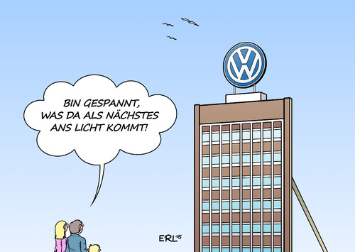 Cartoon: Ans Licht (medium) by Erl tagged vw,auto,automobilbau,manipulation,abgaswerte,abgastest,diesel,benzin,stickoxide,co2,aktie,einbruch,betrug,karikatur,erl,vw,auto,automobilbau,manipulation,abgaswerte,abgastest,diesel,benzin,stickoxide,co2,aktie,einbruch,betrug,karikatur,erl