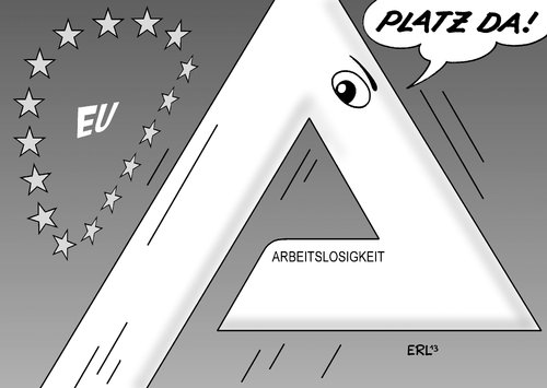 Cartoon: Arbeitslosigkeit EU (medium) by Erl tagged arbeitslosigkeit,eu,finanzkrise,schulden,südeuropa,jugend,jugendarbeitslosigkeit,rekord,rekordniveau,europa,euro,sparkurs