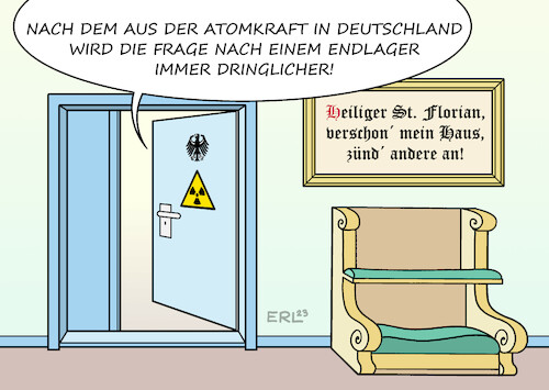 Cartoon: Atomkraft Ende (medium) by Erl tagged politik,energie,atomkraft,kernkraft,aus,ende,atomkraftwerke,abschaltung,deutschland,suche,endlager,atommüll,radioaktivität,standort,floriansprinzip,florian,prinzip,karikatur,erl,politik,energie,atomkraft,kernkraft,aus,ende,atomkraftwerke,abschaltung,deutschland,suche,endlager,atommüll,radioaktivität,standort,floriansprinzip,florian,prinzip,karikatur,erl