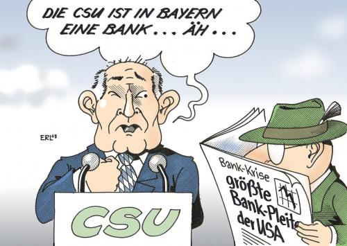 Cartoon: Bank (medium) by Erl tagged bayern,wahl,csu,beckstein,bank,krise,pleite,usa,günther beckstein,csu,bayern,wahlen,wählen,disaster,wahldesaster,ministerpräsident,maß,bier,alkhol,unfall,verkehrsunfall,verlierer,erwin huber,günther,beckstein,erwin,huber,usa,finanzkrise,wirtschaft,wirtschaftskrise,amerika,bank,banken,pleite,bankrott