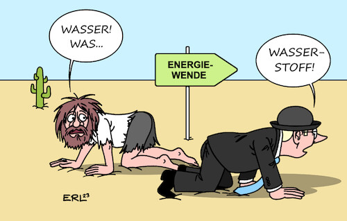 Cartoon: Begehrtes Gut (medium) by Erl tagged politik,klima,klimawandel,erderwärmung,klimaschutz,bundesregierung,ampel,spd,grüne,fdp,energiewende,energie,wasserstoff,grün,blau,grau,industrie,wüste,wasser,durst,hunger,karikatur,erl,politik,klima,klimawandel,erderwärmung,klimaschutz,bundesregierung,ampel,spd,grüne,fdp,energiewende,energie,wasserstoff,grün,blau,grau,industrie,wüste,wasser,durst,hunger,karikatur,erl