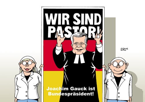 Cartoon: Begeisterung (medium) by Erl tagged flagge,deutschland,papst,zeitung,bild,schlagzeile,begeisterung,joachim,bundespräsident,wahl,pastor,gauck,wahl,bundespräsident,joachim gauck,bellevue,joachim,gauck