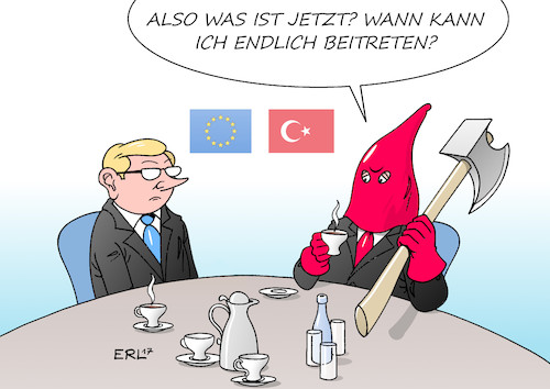 Cartoon: Beitritt (medium) by Erl tagged eu,türkei,beitritt,beitrtittsgespräche,gespräche,putsch,präsident,erdogan,säuberung,verhaftungen,abbau,demokratie,gewaltenteilung,grundrechte,menschenrechte,meinungsfreiheit,pressefreiheit,umbau,präsidialsystem,referendum,wiedereinführung,todesstrafe,henker,rechtspopulismus,autokratie,karikatur,erl,eu,türkei,beitritt,beitrtittsgespräche,gespräche,putsch,präsident,erdogan,säuberung,verhaftungen,abbau,demokratie,gewaltenteilung,grundrechte,menschenrechte,meinungsfreiheit,pressefreiheit,umbau,präsidialsystem,referendum,wiedereinführung,todesstrafe,henker,rechtspopulismus,autokratie,karikatur,erl