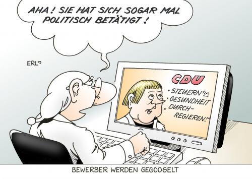 Cartoon: Bewerber googeln (medium) by Erl tagged bewerbung,bewerber,google,googeln,vergangenheit,sünden,merkel,cdu,politik,politisch,betätigen,bewerbung,bewerber,google,googeln,vergangenheit,sünden,angela merkel,politik,cdu,politisch,betätigen,angela,merkel