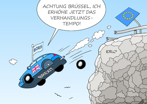 Cartoon: Bleifuß Boris (medium) by Erl tagged politik,brexit,großbritannien,gb,uk,austritt,eu,premierminister,boris,johnson,drohung,no,deal,verhandlungen,tempo,erhöhung,abgrund,absturz,karikatur,erl,politik,brexit,großbritannien,gb,uk,austritt,eu,premierminister,boris,johnson,drohung,no,deal,verhandlungen,tempo,erhöhung,abgrund,absturz,karikatur,erl