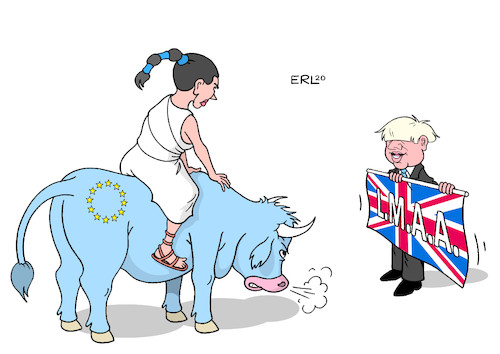 Cartoon: Brexit (medium) by Erl tagged politik,brexit,deal,vertrag,eu,grosßbritannien,premierminister,boris,johnson,gesetz,vertragsbruch,mehrheit,konservative,parlament,glaubwürdigkeit,vertragstreue,europa,stier,rechtliche,schritte,verfahren,stierkampf,karikatur,erl,politik,brexit,deal,vertrag,eu,grosßbritannien,premierminister,boris,johnson,gesetz,vertragsbruch,mehrheit,konservative,parlament,glaubwürdigkeit,vertragstreue,europa,stier,rechtliche,schritte,verfahren,stierkampf,karikatur,erl