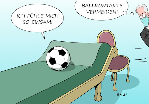 Cartoon: Bundesliga (medium) by Erl tagged politik,gesundheit,krankheit,infektion,coronavirus,corona,virus,covid19,pandemie,maßnahmen,absagen,veranstaltungen,schliessung,schulen,kindergärten,kitas,aussetzung,bundesliga,fußball,ballkontakt,vermeidung,sozialkontakt,kontakt,psychologie,einsamkeit,psychoanalyse,couch,karikatur,erl,politik,gesundheit,krankheit,infektion,coronavirus,corona,virus,covid19,pandemie,maßnahmen,absagen,veranstaltungen,schliessung,schulen,kindergärten,kitas,aussetzung,bundesliga,fußball,ballkontakt,vermeidung,sozialkontakt,kontakt,psychologie,einsamkeit,psychoanalyse,couch,karikatur,erl