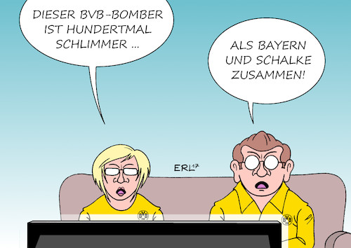 Cartoon: BVB-Bomber (medium) by Erl tagged borussia,dortmund,bvb,anschlag,bombenanschlag,bus,mannschaft,täter,spekulant,börse,kurse,fallend,gewinn,geld,geldgier,habgier,moral,nullpunkt,verachtung,fußball,fans,fc,bayern,münchen,schalke,04,prozess,gericht,justiz,karikatur,erl,borussia,dortmund,bvb,anschlag,bombenanschlag,bus,mannschaft,täter,spekulant,börse,kurse,fallend,gewinn,geld,geldgier,habgier,moral,nullpunkt,verachtung,fußball,fans,fc,bayern,münchen,schalke,04,prozess,gericht,justiz,karikatur,erl