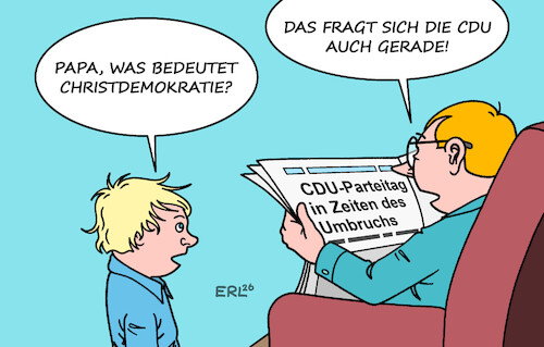 Cartoon: CDU (medium) by Erl tagged politik,parteitag,cdu,christdemokratie,bedeutung,umbruch,migration,afd,digitalisierung,klima,karikatur,erl,politik,parteitag,cdu,christdemokratie,bedeutung,umbruch,migration,afd,digitalisierung,klima,karikatur,erl