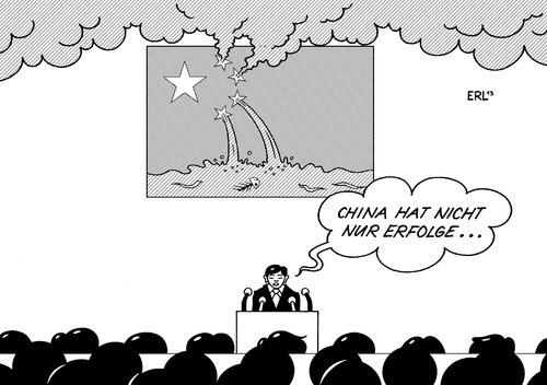 Cartoon: China (medium) by Erl tagged china,kp,kommunistische,partei,wirtschaft,umwelt,umweltzerstörung,korruption,armut,land