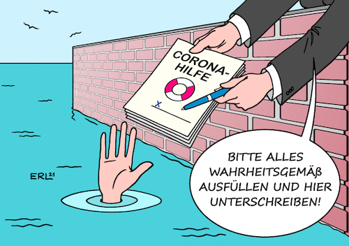 Cartoon: Corona-Hilfe (medium) by Erl tagged politik,corona,virus,pandemie,covid19,lockdown,schließung,geschäfte,einzelhandel,gastronomie,kontaktverbot,kunst,musik,kleinkunst,kultur,hilfen,bund,länder,coronahilfe,novemberhilfe,geld,spät,bürokratie,wirtschaftsminister,peter,altmaier,rettungsring,hochwasser,formular,ausfüllen,unterschrift,karikatur,erl,politik,corona,virus,pandemie,covid19,lockdown,schließung,geschäfte,einzelhandel,gastronomie,kontaktverbot,kunst,musik,kleinkunst,kultur,hilfen,bund,länder,coronahilfe,novemberhilfe,geld,spät,bürokratie,wirtschaftsminister,peter,altmaier,rettungsring,hochwasser,formular,ausfüllen,unterschrift,karikatur,erl