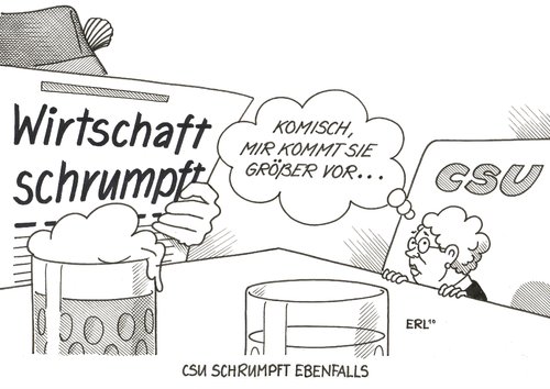 Cartoon: CSU schrumpft (medium) by Erl tagged csu,umfrage,verlust,schrumpfen,wirtschaft,partei