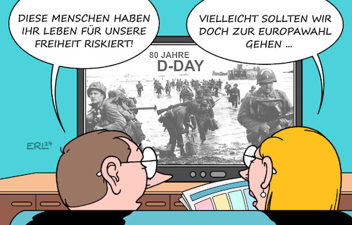 Cartoon: D-Day Demokratie-Tag (medium) by Erl tagged politik,geschichte,zweiter,weltkrieg,day,landung,alliierte,normandie,frankreich,wendepunkt,gedenken,feierlichkeiten,europa,deutschland,verteidigung,demokratie,wähler,ruck,wahl,europawahl,europaparlament,gefahr,rechtsruck,rechtspopulismus,rechtsextremismus,karikatur,erl,politik,geschichte,zweiter,weltkrieg,day,landung,alliierte,normandie,frankreich,wendepunkt,gedenken,feierlichkeiten,europa,deutschland,verteidigung,demokratie,wähler,ruck,wahl,europawahl,europaparlament,gefahr,rechtsruck,rechtspopulismus,rechtsextremismus,karikatur,erl