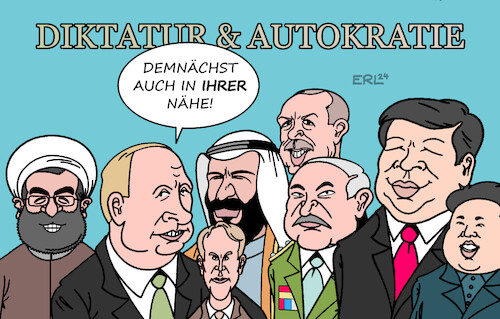 Cartoon: Demokratien auf dem Rückzug (medium) by Erl tagged politik,demokratie,weltweit,abnahme,rückgang,vormarsch,diktatur,autokratie,china,xi,jinping,russland,wladimir,putin,expansion,imperialismus,europa,eu,deutschland,afd,björn,höcke,rechtsextremismus,karikatur,erl,politik,demokratie,weltweit,abnahme,rückgang,vormarsch,diktatur,autokratie,china,xi,jinping,russland,wladimir,putin,expansion,imperialismus,europa,eu,deutschland,afd,björn,höcke,rechtsextremismus,karikatur,erl