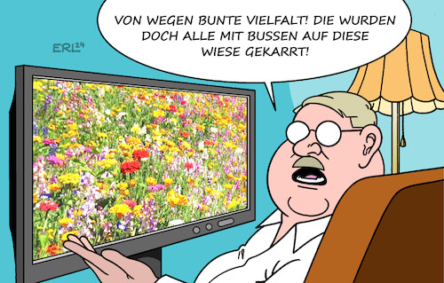 Cartoon: Demos (medium) by Erl tagged politik,demonstration,deutschland,bunt,vielfalt,demokratie,gegen,rechtsextremismus,afd,pläne,remigration,deportation,erklärung,demonstrationen,organisiert,bundesregierung,ampel,linksgrün,busse,blumenwiese,karikatur,erl,politik,demonstration,deutschland,bunt,vielfalt,demokratie,gegen,rechtsextremismus,afd,pläne,remigration,deportation,erklärung,demonstrationen,organisiert,bundesregierung,ampel,linksgrün,busse,blumenwiese,karikatur,erl