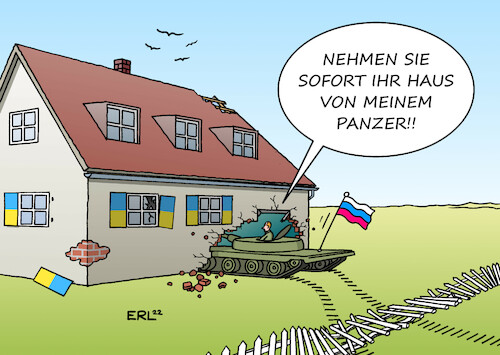 Cartoon: Der böse Nachbar (medium) by Erl tagged politik,überfall,russland,ukraine,einmarsch,invasion,angriff,militär,präsident,wladimir,putin,motive,geschichte,wirr,hass,verfolgungswahn,entnazifizierung,zerstörung,nachkriegsordnung,demokratie,freiheit,panzer,nachbar,haus,karikatur,erl,politik,überfall,russland,ukraine,einmarsch,invasion,angriff,militär,präsident,wladimir,putin,motive,geschichte,wirr,hass,verfolgungswahn,entnazifizierung,zerstörung,nachkriegsordnung,demokratie,freiheit,panzer,nachbar,haus,karikatur,erl