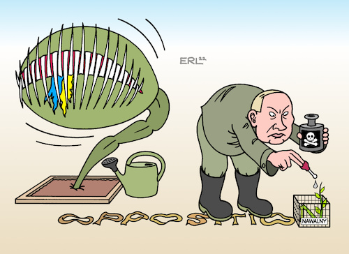 Cartoon: Der Horrorgärtner (medium) by Erl tagged politik,russland,wladimir,putin,ausschaltung,demokratie,meinungsfreiheit,opposition,alexei,nawalny,gericht,urteil,farce,verlängerung,haft,krieg,angriff,überfall,ukraine,gärtnerei,gießkanne,gift,fleischfressende,pflanze,karikatur,erl,politik,russland,wladimir,putin,ausschaltung,demokratie,meinungsfreiheit,opposition,alexei,nawalny,gericht,urteil,farce,verlängerung,haft,krieg,angriff,überfall,ukraine,gärtnerei,gießkanne,gift,fleischfressende,pflanze,karikatur,erl