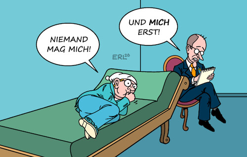 Cartoon: Der Therapeut (medium) by Erl tagged politik,deutschland,stimmung,schlecht,angst,zukunftsangst,regierung,kanzler,merz,unbeliebt,therapeut,psychotherapie,michel,karikatur,erl,politik,deutschland,stimmung,schlecht,angst,zukunftsangst,regierung,kanzler,merz,unbeliebt,therapeut,psychotherapie,michel,karikatur,erl
