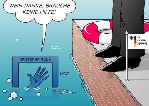 Cartoon: Deutsche Bank (medium) by Erl tagged deutsche,bank,altlasten,prozesse,schadenersatz,kosten,geld,schieflage,hilfe,bundesregierung,ablehnung,finanzen,geldinstitut,wasser,ertrinken,rettung,rettungsring,karikatur,erl,deutsche,bank,altlasten,prozesse,schadenersatz,kosten,geld,schieflage,hilfe,bundesregierung,ablehnung,finanzen,geldinstitut,wasser,ertrinken,rettung,rettungsring,karikatur,erl