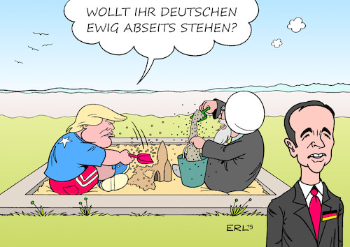 Cartoon: Deutschland sagt ja zu Trump (medium) by Erl tagged politik,konflikt,usa,iran,atomabkommen,ausstieg,säbelrasseln,schiffe,kapern,straße,von,hormus,schutz,schifffahrt,anfrgae,deutschland,absage,außenminister,heiko,maas,abseits,sandkasten,präsident,donald,trump,hassan,rohani,karikatur,erl,politik,konflikt,usa,iran,atomabkommen,ausstieg,säbelrasseln,schiffe,kapern,straße,von,hormus,schutz,schifffahrt,anfrgae,deutschland,absage,außenminister,heiko,maas,abseits,sandkasten,präsident,donald,trump,hassan,rohani,karikatur,erl