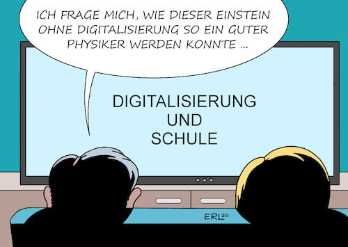 Cartoon: Digitalisierung (medium) by Erl tagged politik,bildung,schule,analog,digital,digitalisierung,albert,einstein,physiker,physik,nobelpreis,karikatur,erl,politik,bildung,schule,analog,digital,digitalisierung,albert,einstein,physiker,physik,nobelpreis,karikatur,erl