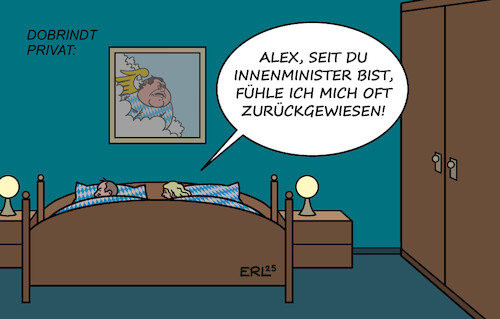 Cartoon: Dobrindt privat (medium) by Erl tagged politik,innenminister,alexander,dobrindt,csu,migration,zurückweisungen,grenze,asyl,privat,frau,strauß,karikatur,erl,politik,innenminister,alexander,dobrindt,csu,migration,zurückweisungen,grenze,asyl,privat,frau,strauß,karikatur,erl