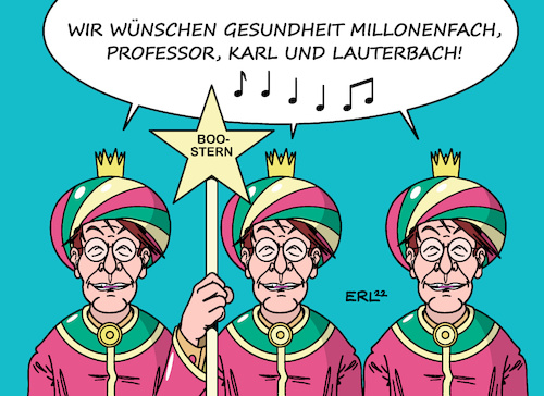 Cartoon: Drei Weise II (medium) by Erl tagged politik,corona,virus,pandemie,covid19,fünfte,welle,omikron,gesundheitsminister,karl,lauterbach,impfung,boostern,maßnahmen,regeln,heilige,drei,könige,weise,morgenland,sternsinger,kaspar,melchior,balthasar,karikatur,erl,politik,corona,virus,pandemie,covid19,fünfte,welle,omikron,gesundheitsminister,karl,lauterbach,impfung,boostern,maßnahmen,regeln,heilige,drei,könige,weise,morgenland,sternsinger,kaspar,melchior,balthasar,karikatur,erl