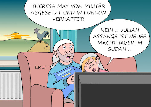 Cartoon: Durcheinander (medium) by Erl tagged politik,nachrichten,brexit,verlängerung,premierministerin,theresa,may,whistleblower,julian,assange,wikileaks,verhaftung,london,sudan,machthaber,al,baschir,absetzung,militär,fernsehen,schlaf,karikatur,erl,politik,nachrichten,brexit,verlängerung,premierministerin,theresa,may,whistleblower,julian,assange,wikileaks,verhaftung,london,sudan,machthaber,al,baschir,absetzung,militär,fernsehen,schlaf,karikatur,erl