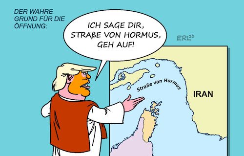 Cartoon: Ein Wunder (medium) by Erl tagged politik,irankrieg,usa,israel,angriff,libanon,waffenruhe,iran,öffnung,straße,von,hormus,trump,jesus,wunder,karikatur,erl,politik,irankrieg,usa,israel,angriff,libanon,waffenruhe,iran,öffnung,straße,von,hormus,trump,jesus,wunder,karikatur,erl