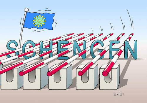 Cartoon: eingeschränkte Freizügigkeit (medium) by Erl tagged politik,gesundheit,krankheit,infektion,coronavirus,corona,virus,covid19,pandemie,maßnahmen,absagen,veranstaltungen,reisen,reisefreiheit,einschränkung,freizügigkeit,offene,grenzen,grenzkontrollen,eu,schengenraum,schranken,schlagbäume,karikatur,erl,politik,gesundheit,krankheit,infektion,coronavirus,corona,virus,covid19,pandemie,maßnahmen,absagen,veranstaltungen,reisen,reisefreiheit,einschränkung,freizügigkeit,offene,grenzen,grenzkontrollen,eu,schengenraum,schranken,schlagbäume,karikatur,erl