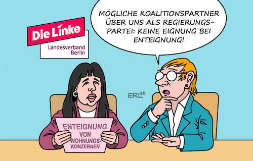 Cartoon: Ent-Eignung (medium) by Erl tagged politik,wahl,berlin,wahlsiegerin,die,linke,programm,enteignung,wohnungskonzerne,problem,koalitionspartner,grüne,spd,karikatur,erl,politik,wahl,berlin,wahlsiegerin,die,linke,programm,enteignung,wohnungskonzerne,problem,koalitionspartner,grüne,spd,karikatur,erl