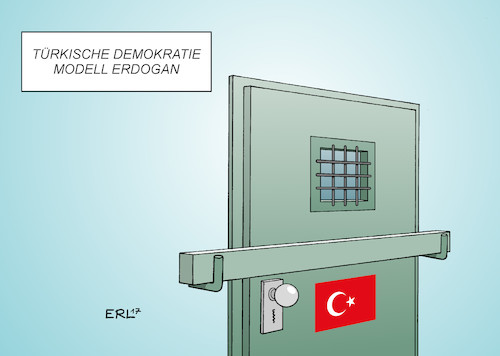 Cartoon: Erdogan Demokratie (medium) by Erl tagged präsident,erdogan,türkei,umbau,präsidialsystem,abbau,demokratie,einfluss,parlament,grundrechte,menschenrechte,meinungsfreiheit,gewaltenteilung,macht,machtkonzentration,terrorbekämpfung,säubeung,putsch,entlassung,verhaftung,gefängnis,karikatur,erl,präsident,erdogan,türkei,umbau,präsidialsystem,abbau,demokratie,einfluss,parlament,grundrechte,menschenrechte,meinungsfreiheit,gewaltenteilung,macht,machtkonzentration,terrorbekämpfung,säubeung,putsch,entlassung,verhaftung,gefängnis,karikatur,erl