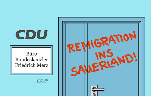 Cartoon: Erste Proteste (medium) by Erl tagged politik,wahl,landtagswahl,sachsen,anhalt,wahlsieg,afd,halbierung,cdu,kritik,bundeskanzler,friedrich,merz,austausch,remigration,sauerland,karikatur,erl,politik,wahl,landtagswahl,sachsen,anhalt,wahlsieg,afd,halbierung,cdu,kritik,bundeskanzler,friedrich,merz,austausch,remigration,sauerland,karikatur,erl