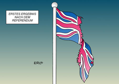 Cartoon: Erstes Ergebnis (medium) by Erl tagged brexit,großbritannien,uk,eu,austritt,referendum,abstimmung,ergebnis,flagge,land,zerrissen,spaltung,morgen,erwachen,europa,karikatur,erl,brexit,großbritannien,uk,eu,austritt,referendum,abstimmung,ergebnis,flagge,land,zerrissen,spaltung,morgen,erwachen,europa,karikatur,erl