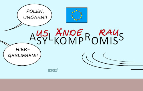 Cartoon: EU-Asylkompromiss (medium) by Erl tagged politik,europa,europäische,union,eu,gipfel,beratung,asylkompromiss,verweigerung,blockade,polen,ungarn,rechtspopulismus,nationalismus,fremdenfeindlichkeit,wand,graffiti,ausländer,raus,karikatur,erl,politik,europa,europäische,union,eu,gipfel,beratung,asylkompromiss,verweigerung,blockade,polen,ungarn,rechtspopulismus,nationalismus,fremdenfeindlichkeit,wand,graffiti,ausländer,raus,karikatur,erl
